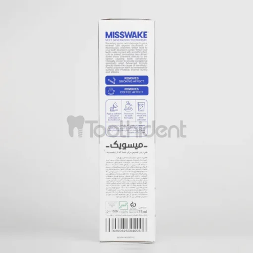 جعبه خمیر دندان سفید کننده روزانه میسویک - مدل Misswake Daily Bleaching X-13 White از نمای بغل