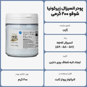 عکس توضیحات پودر انسیزال زیرکونیا شوفو 200 گرمی