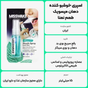 عکس توضیحات اسپری خوشبو کننده دهان میسویک - طعم نعناع برای استفاده روزانه